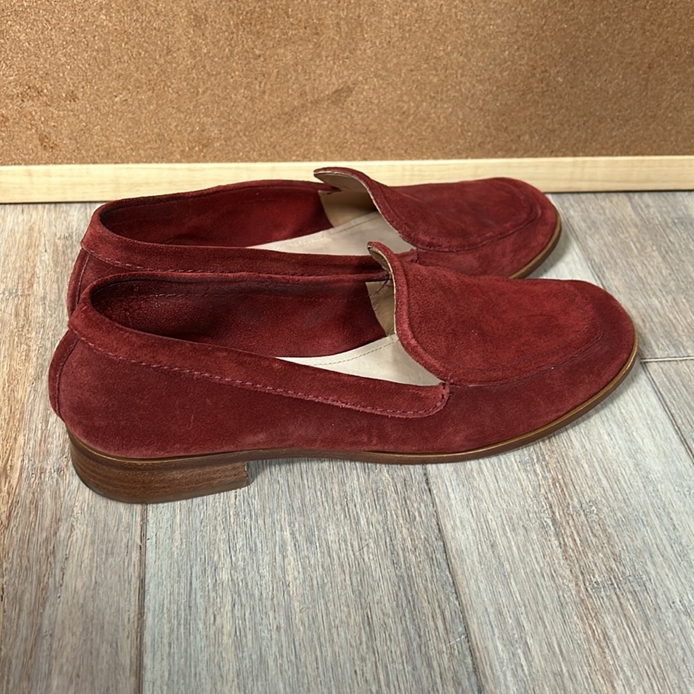 Schutz Burgundy Suede Leather Sole Slip on Loafers size EUR 40 US 10